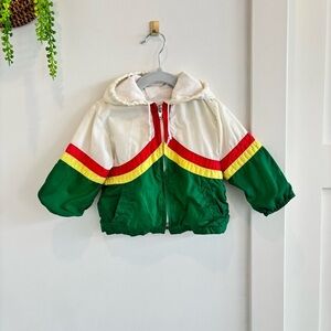 Vintage Kids Unisex Hooded Drawstring Windbreaker Jacket Fully Lined Zip Up